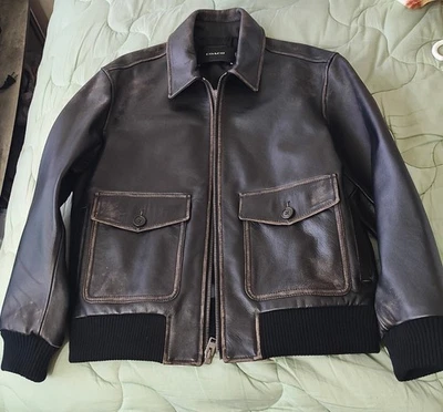 Coach Men's Leather Bomber Jacket Size Medium Vintage - Image 1 of 4