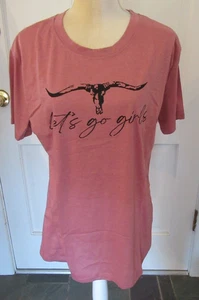 Ladies Mauve Short sleeve Country "Lets Go Girls" T-Shirt size L - Picture 1 of 2
