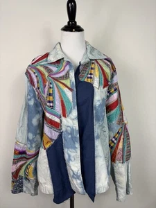 Vintage Anage Jacke L blau rot Patchwork bestickt - Bild 1 von 4