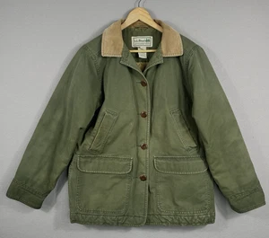 Vintage LL Bean Barn Chore Field Green Quilted Lined Jacket Womens Size Small P - Picture 1 of 9