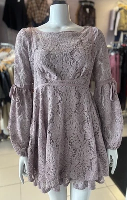 Mini Vestido FREE PEOPLE 'Encaje Rubí' XS Malva Púrpura Encaje Superpuesto 2 Piezas Foto 1 de 4