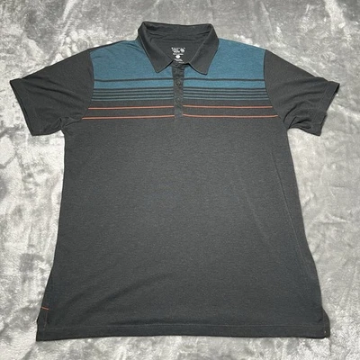 Mountain Hardwear Shirt Mens Large Polo Gray Blue Striped Wool Blend Performance - Image 1 of 4