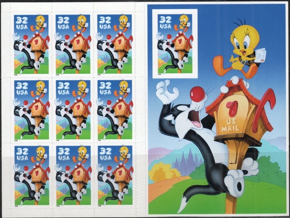 US Scott #3205, "Sylvester & Tweety", pane of 10, MNH - Image 1 of 1