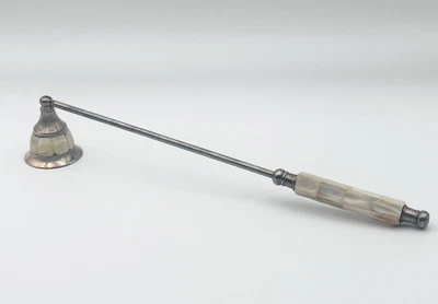 Apagador de velas con cabeza giratoria de 11" de plata y madreperla vintage E1-0159 Foto 1 de 4