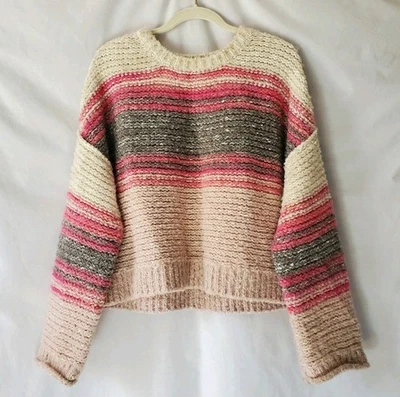 Suéter PILCRO Mezcla de Lana Recortada Multicolor Talla XL Hecho en Italia Anthropologie Foto 1 de 4