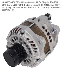 KUSATEC 04801323AB New Alternator Fit for Chrysler 200 2011-2013 Sebring, Dodge - Picture 1 of 14