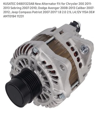 KUSATEC 04801323AB New Alternator Fit for Chrysler 200 2011-2013 Sebring, Dodge - Image 1 of 4
