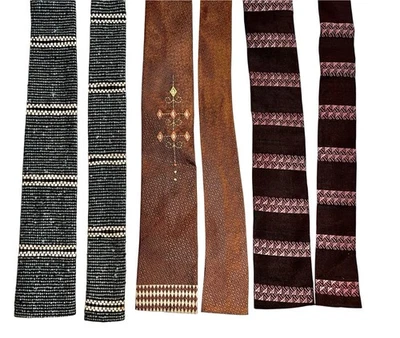 3 corbatas de cuello vintage de 1950-60’s con extremo cuadrado estrecho MCM Art Deco Rockabilly para hombre  Foto 1 de 4