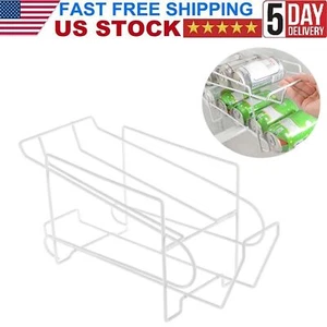 Beverage Soda Coke Can Dispenser Storage Rack Refrigerator Kitchen Organiz_White - Picture 1 of 6