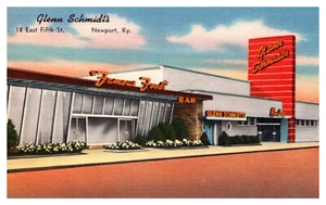 NEWPORT KENTUCKY GLEN SCHMIDT'S BOWLING ALLEY RESTAURANT VINTAGE LINEN  POSTCARD - Bild 1 von 2