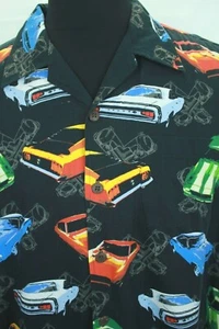 DAVID CAREY MUSCLE CARS BLACK SHORT SLEEVE BUTTON UP SHIRT BIG SIZE 3XL  - Bild 1 von 4