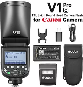 Godox V1 Pro V1Pro C TTL HSS Li-ion Round Head Camera Flash Speedlite for Canon - Picture 1 of 7