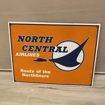 LETRERO DE PORCELANA VINTAGE NORTH CENTRAL AIRLINES AVIÓN AEROPUERTO AVIÓN VIAJE Foto 1 de 4