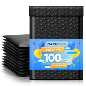 Poly Bubble Mailer 4x8" 100pcs Small Padded Envelope Mailing Bags 4x7 Black #000 - Picture 1 of 7