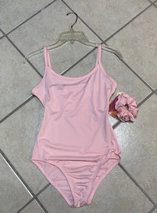 Adult Small Pink Ballet Dance Gymnastics Bodysuit Leotard & Scrunchie Set NWT - Picture 1 of 2