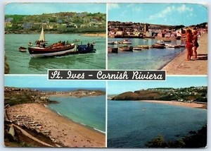 Postcard St Ives Cornwall England posted 1975 Lifeboat Harbour Carbis Bay - Picture 1 of 2