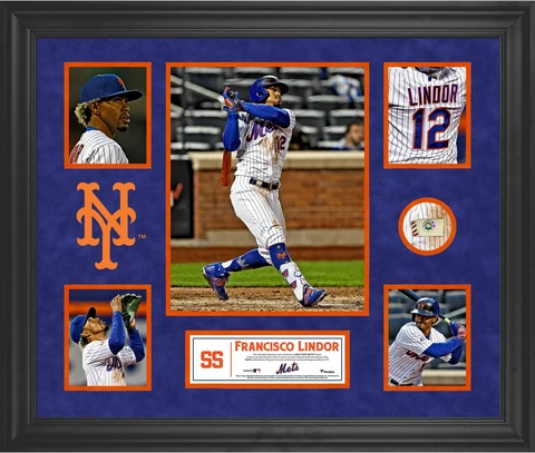 Francisco Lindor New York Mets Framed 5-Photo Collage with a Piece Cover
