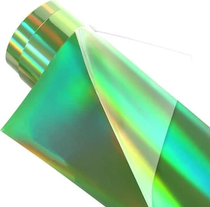 12" x 6ft Holographic Green HTV Heat Transfer Iron on Vinyl, 1 Roll Fits Fabric - Picture 1 of 6