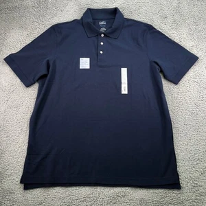 Croft Barrow Polo Shirt Mens Large Navy Interlock Easy Care Pique Stretch - Picture 1 of 9
