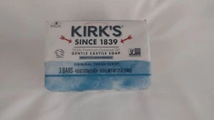 NEW Kirk's Original Fresh Scent Gentle Castile Soap 3 Ct Pack - Picture 1 of 2