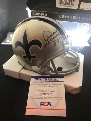 ARCHIE MANNING Signed Mini Helmet VSR4 Throwback PSA COA NO Saints Autographed - Image 1 of 3
