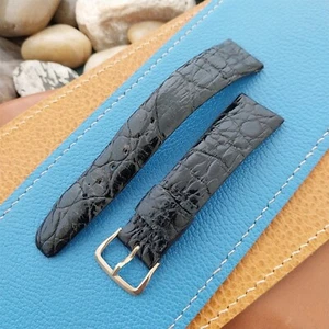 19mm Longines Alligator Signed Strap & Logo Buckle nos Unused Vintage Watch Band - Picture 1 of 5