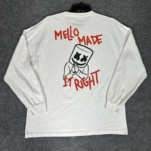 Marshmello Shirt Mens XL White Long Sleeve Crewneck Mello Made it Right Adult - Picture 1 of 6