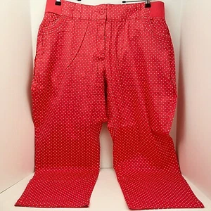 NEW Woman Within Plus Size 22T Coral White Polka Dot Stretch Waist Pants - Picture 1 of 9