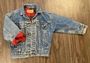 Vintage Levi's Jeans Denim Trucker Jacke rot Büffel kariert gefüttert Jugend S Erwachsene XS.  - Bild 1 von 12