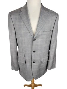 Steve Harvey Mens 42R Gray Pink Check Poly Rayon Blend Sport Coat S12 - Picture 1 of 24