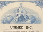 Rare Vintage Unimed Inc. Stock Certificate 1970s, Madison, NJ