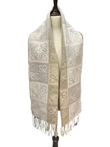 GENUINE LOEWE PRE-OWNED 100% WOOL UNISEX SCARF BEIGE - Picture 1 of 3