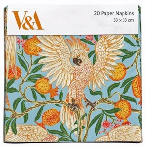 V & A Museum Cockatoo & Pomegranate 20 Paper Napkins 3 Ply - Picture 1 of 8
