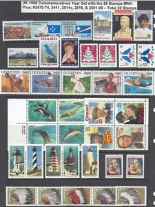US 1990 Commemoratives Year Set with the 26 Stamps MNH Plus Booklet stamps / 39 - Picture 1 of 1