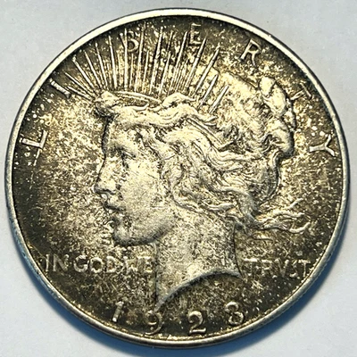 1923-D PEACE 90 % SILVER DOLLAR AU~ALMOST-UNCIRCULATED! NICE NATURALLY TONING! - Image 1 of 4