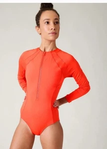 Neu Athleta Badeanzug Sonnenschutz Einteiler Rashguard orange Small Langarm - Bild 1 von 13