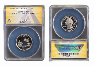 2004-S 25c Florida Silver Washington Quarter ANACS PF 69 Deep Cameo (PF69DCAM) - Image 1 of 3
