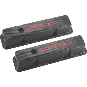 Chevrolet & Bowtie Emblem Die-Cast Valve Covers Chevy S/B V8 1958-86 Recessed - Picture 1 of 1