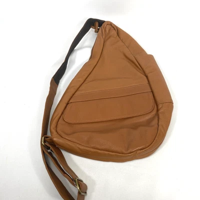 Винтажный AmeriBag коричневый кожаный туризм унисекс слинга сумка мульти карманы - Изображение 1 из 4