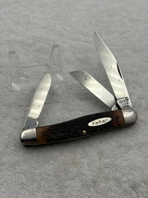 Ka-bar 复古 3 刀片 Stockman 1100 口袋刀 美国制造 (#72) — 第 1/4 张图片