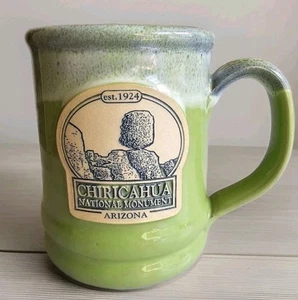 Deneen Pottery Coffee Mug Green Drip Glaze Hand Thrown Chiricahua Arizona - Picture 1 of 6