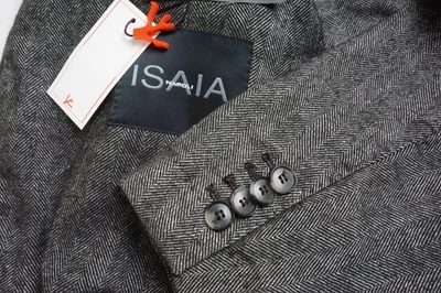 Isaia Napoli Black Brown Herringbone Sport Coat Jacket 40R NEW - Image 1 of 4