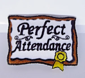 Perfect Attendance Patch Iron On Embroidered Award Certificate Yellow Ribbon - Bild 1 von 6