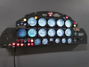 Handmade 1:1.5 Scale T33 Aircraft Instrument Panel - RGB Illuminated Decor - Picture 1 of 7