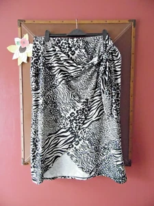 Animal print wrap skirt NEW size 20 zebra leopard cream black safari beach party - Picture 1 of 6