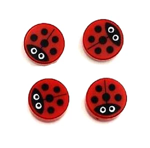 CUATRO LADYBUGS LEGO ~ Azulejos redondos rojos 1x1 con patrón impreso de insectos para dama (4x) NUEVO - Imagen 1 de 1