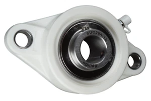 3/4" Stainless Steel Plastic Two Bolt Flange Bearing MUNCFL204-12, YCJT-3/4-PT - Picture 1 of 4