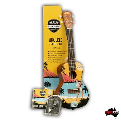 Kala Elvis Signature Series Blue Hawaii Concert Ukulele Pack Pro Setup! - Image 1 of 4