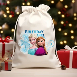Handmade 8piece  Frozen Birthday Party Favor Muslin Bags Size 5x7 Gift Bags - Picture 1 of 1