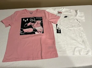 Nike Boys Youth Large White & Messi Pink Shirt Bundle BRAND NEW WITH TAGS Sz L - Picture 1 of 6